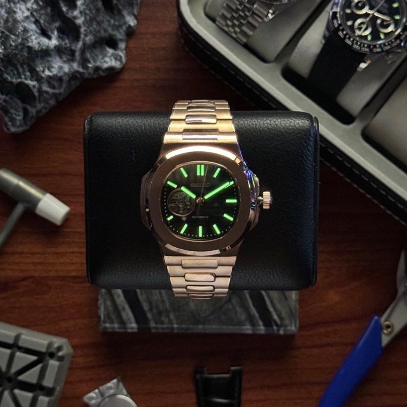 SEIKO MOD NAUTILUS | OPEN HEART ROSE GOLD
