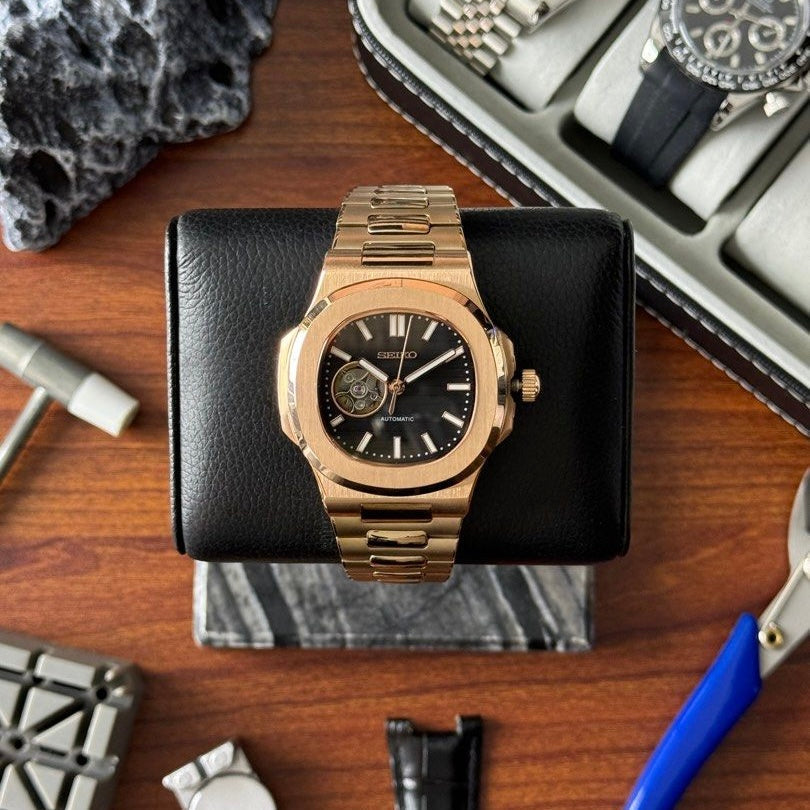 SEIKO MOD NAUTILUS | OPEN HEART ROSE GOLD